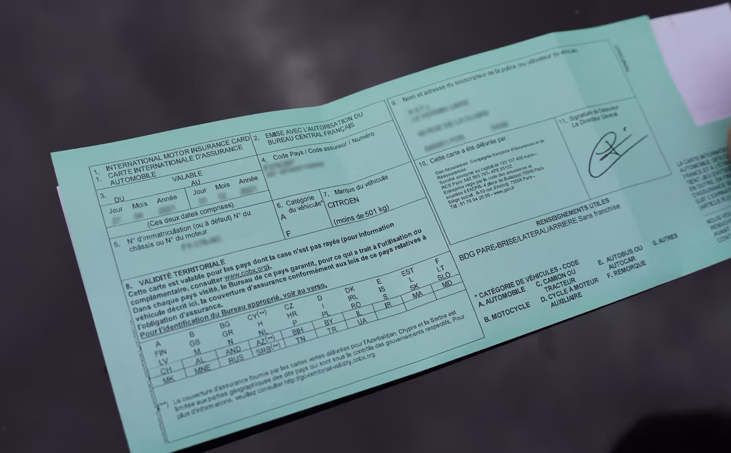 La carte verte de l’assurance auto