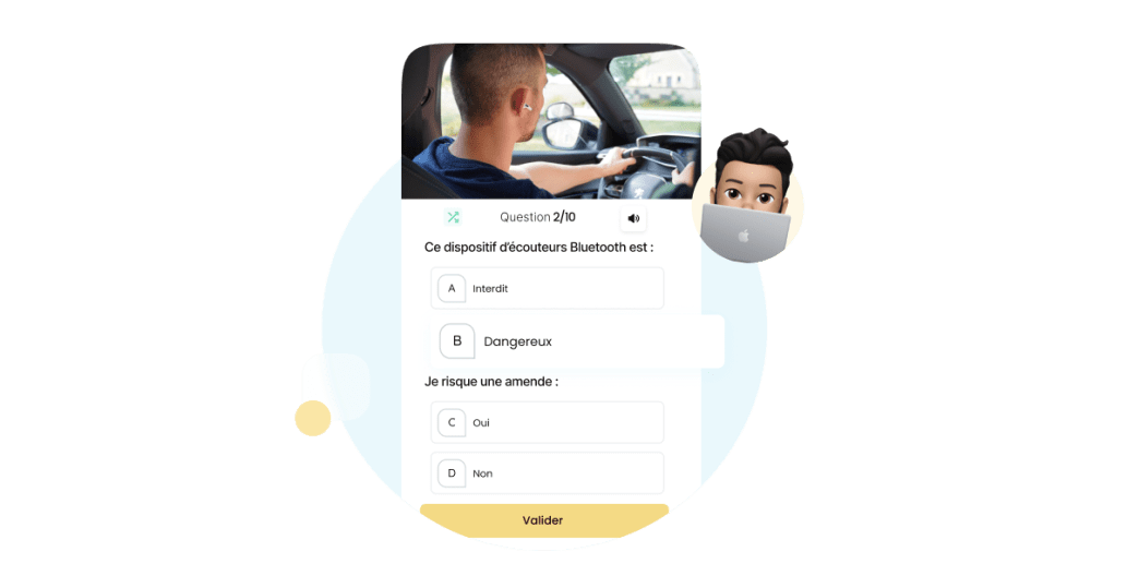 Entraînement au code en ligne sur la plateforme lePERMISLIBRE