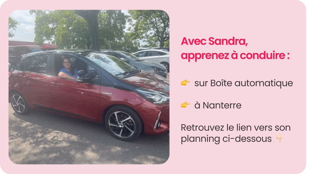 Sandra, enseignante de la conduite partenaire lePERMISLIBRE à Paris