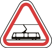 Panneau de traversée de voies de tramway
